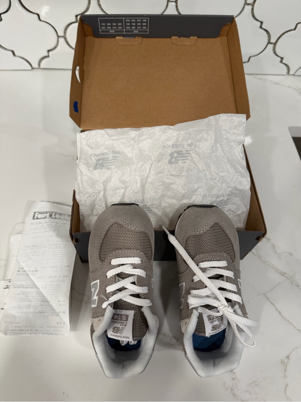 New Balance Kids Grey and Navy Lace-Up Sneakers